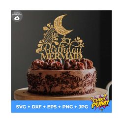 Mermaid Birthday Cake Topper SVG, Mermaid tail SVG, mermaid tail clipart, Mermaid tail cake topper, Svg file for cricut,