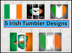 5 Ireland / Irish Tumbler Design Bundle - PNG Images - 20 oz Skinny Tumbler Designs Sublimation Printing