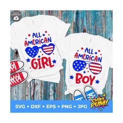 All American Girl svg, All American Boy svg, Patriotic Kids shirt svg, 4th of July SVG, Independence Day, America cut fi