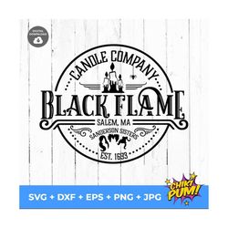 Black Flame SVG, Black Flame Candle Co, Sanderson Sisters Svg, Hocus Pocus Svg, Halloween Sign, Waterslides, Cricut Silh