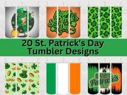 20 St. Patrick's Day Tumbler Design Bundle - PNG Images - 20 oz Skinny Tumbler Designs Sublimation Printing