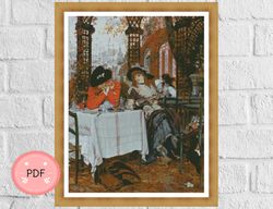 Cross Stitch Pattern,A Luncheon,Famous Painting, X Stitch Chart,Full Coverage,Un Dejeuner