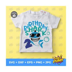 Birthday Shark 2nd Birthday Svg, Boy Birthday Shark Svg, Kids Cut Files, Second Birthday Clipart, Two Years, 2nd Birthda