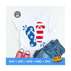 American flag Flip Flops USA svg, 4th of July svg, Fourth of July Memorial Day Cricut Silhouette, Instant Download