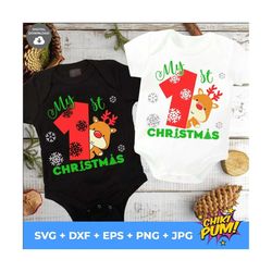 My First Christmas Svg, Baby Christmas Svg, Baby First Shirt Svg, Svg Dxf Eps Png, Silhouette, Cricut, Christmas Baby Sv