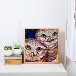 Digital art download file oil painting owl oil painting