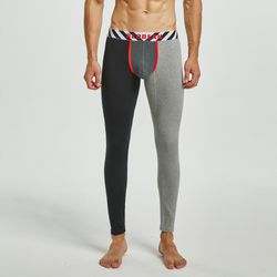 Black-gray Color Matching Men's Thermal Underwear Male cotton blend sleep bottoms lounge pants 220402