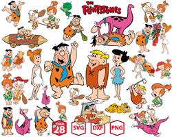 Flintstones Svg Bundle, Cartoon Flintstones Svg, Fred, Wilma, Barney, Betty, Dino