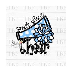 Cheer Design  PNG Light Blue Smile Shout Cheer Pom Poms PNG 300dpi Clipart Sublimation Download Design