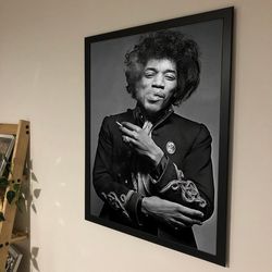 Jimi Hendrix Smooking Photo Poster, NoFramed, Gift
