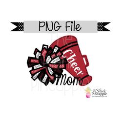 Cheer Design PNG, Cheer Mom Dark Red, Black, and White  PNG 300dpi Clipart Sublimation Download Design