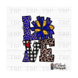 Cheer Design PNG, LOVE Cheer Royal Blue and Yellow Gold PNG, Cheerleading design, Cheer sublimation Png, Royal hex 0504a
