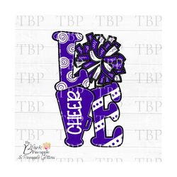 Cheer Design PNG, LOVE Cheer Purple PNG, Cheerleading design, Cheer sublimation design, Cheerleading Png