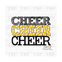 Cheer Design PNG, Cheer Doodle in Yellow PNG, Cheerleading design, Cheer sublimation design PNG