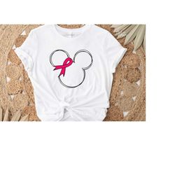 Hope For A Cure Breast Cancer Awareness, Pink Ribbon Mickey head Shirt, Cancer Awareness disney Gifts, Warrior Shirt, Ca