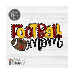 football design png, football mom doodle in maroon and yellow, football mom design for sublimation, dtg, and dtf, footba