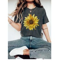 Sunflower Shirt Comfort Colors Shirt Botanical Shirt Wildflower Shirt Yellow Flowers Shirt Boho T Shirt Gift Cottagecore