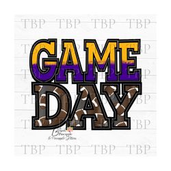 Football Design PNG, Football Game Day in Purple and Yellow Gold, Football sublimation design, Football shirt Design, Fo