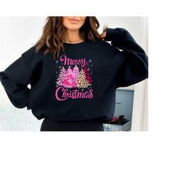 Pink Tree Christmas Sweater, Christmas Sweater, Christmas Crewneck, Christmas Tree Sweatshirt, Holiday Sweaters for Wome