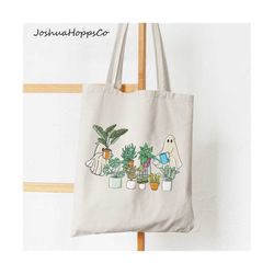 Ghost Plant Lady Tote Bag, Plant Lover Tote Bag, Nature Lover Tote Bag, Aesthetic Tote Bag, Floral Bag, Spooky Gardener