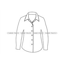 Dress Shirt Outline SVG, Shirt Svg, Long Sleeve Shirt Svg, Shirt Clipart, Shirt Files for Cricut, Cut Files For Silhouet