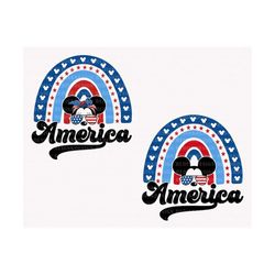 Bundle America Rainbow Svg, Happy 4th of July Svg, 4th of July Svg, July 4th Svg, Independence Day Svg, Mouse Head Svg,