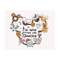 Christmas Doodle Png, I'm Here For The Snacks Png, Christmas Donut Png, Mouse Candy Cane, Retro Christmas Shirt, Holiday