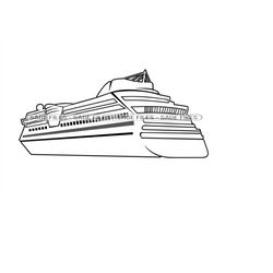 Cruise Ship Outline 12 SVG, Cruise Ship SVG, Cruise Ship Clipart, Cruise Ship Files for Cricut, Cut Files For Silhouette