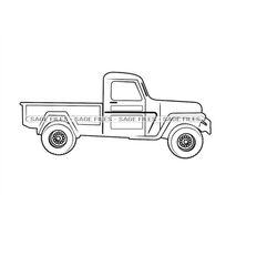 Retro Pickup Truck Outline 2 SVG, Retro Truck Svg, Retro Truck Clipart, Retro Truck Files for Cricut, Cut Files For Silh