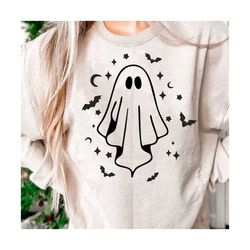 Ghost Svg, Cut file, Ghost with Bats Svg, Halloween Svg, Cute Ghost Svg, Fall Svg for Shirts, Svg Designs, Cricut, Silho