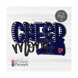 Cheer Design PNG, Cheer Mom Doodle with Megaphone in Navy Blue PNG, Cheer Mom Shirt design, Cheer sublimation design PNG