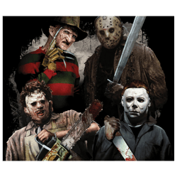 Halloween Horror Characters Png - 20oz/30oz Skinny Wrap - Horror Movie Tumbler PNG - Halloween Tumbler PNG - Png File