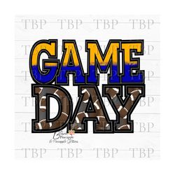 football design png, football game day in blue and yellow, football sublimation design, football shirt design, football