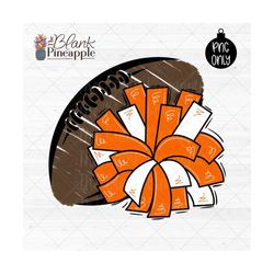 Cheer Design PNG, Cheer Pom Pom and Chalky Football in Orange PNG, Cheerleading sublimation design, Cheer shirt design