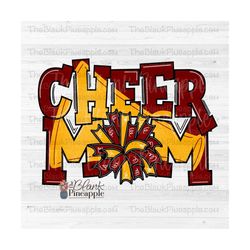 Cheer Design PNG, Chalky Cheer Mom Megaphone and Pom Pom in Dark Reda and Yellow Golds PNG, Cheerleading design, Cheer s