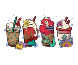 Ariel The Little Mermaid Coffee Png - Halloween Coffee Png - Harry Fall coffee PNG - Villains Latte - Fall latte png