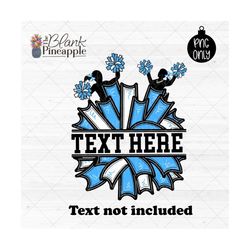 Cheer Design PNG, Add Your Own Name Cheer Pom Poms in Light Blue PNG, Cheer Sublimation PNG, Cheerleading design, Cheer