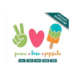 Peace Love Popsicle Svg, summer Monogram Svg, Popsicles Set Svg, Popsicles Cut File, Popsicles Svg Design