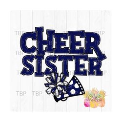 Cheer Design  PNG Cheer Sister in Navy PNG 300dpi Clipart Sublimation Download Design