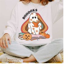Funny Ghost Books Halloween Gift For Teacher Tshirt, Fall sweatshirt, Spooky Teacher Ghost Shirt, Halloween Funny Shirt,