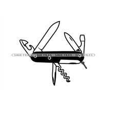 Swiss Army Knife SVG, Pocket Knife Clipart, Army Knife Files for Cricut, Army Knife Cut Files For Silhouette, Png, Dxf