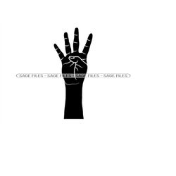Four Fingers SVG, Hand Count Four SVG, Four Svg, Numbers Svg, Hand Clipart, Hand Files for Cricut, Cut Files For Silhoue