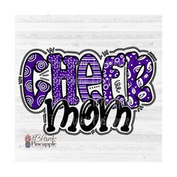 Cheer Design PNG, Doodle Cheer Mom in Purple PNG, Cheer Mom sublimation design, Cheer mom shirt design PNG, 300dpi
