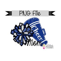 Cheer Design PNG, Cheer Mom Blue and White  PNG 300dpi Clipart Sublimation Download Design