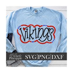 Vikings SVG Cut File, Vikings Mascot SVG, Dxf, and png Digital Download, Mascot name shirt design. Team name design. Han