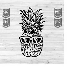 Cool Tropical Pineapple clipart || Svg File || Funny Pineapple illustration || Cut Files || Digital Downloads