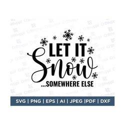 Let it Snow Somewhere Else SVG, Digital Download, SVG Cut File, SVG for Cricut or Silhouette, Funny svg, Christmas svg,