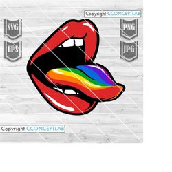 Sexy Lips LGBT Pride Svg File || Lgbt Tongue Svg || Sexy Red Lips Svg || Lbgt Lips Svg || Lgbt Tongue svg || Rainbow Lip