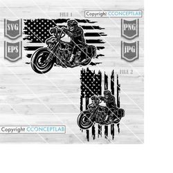 US Biker Skull svg | Extreme Sports Motorbike Clipart | Motor Cross Racer Dad Gift Idea | Motorcycle Clipart | USA Big B