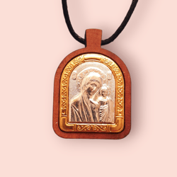 Kazan Mother of God pendant | wooden religious medallion | Orthodox store